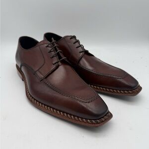 BRAND NEW Thompson Lace Up Oxfords Brown Leather Sz 9 (42) Medium Made in Italy
